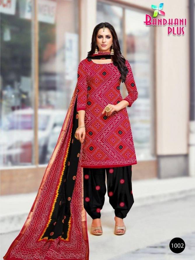 Bandhani Plus Regular Wear Printed Cotton Designer Dress Material Collection